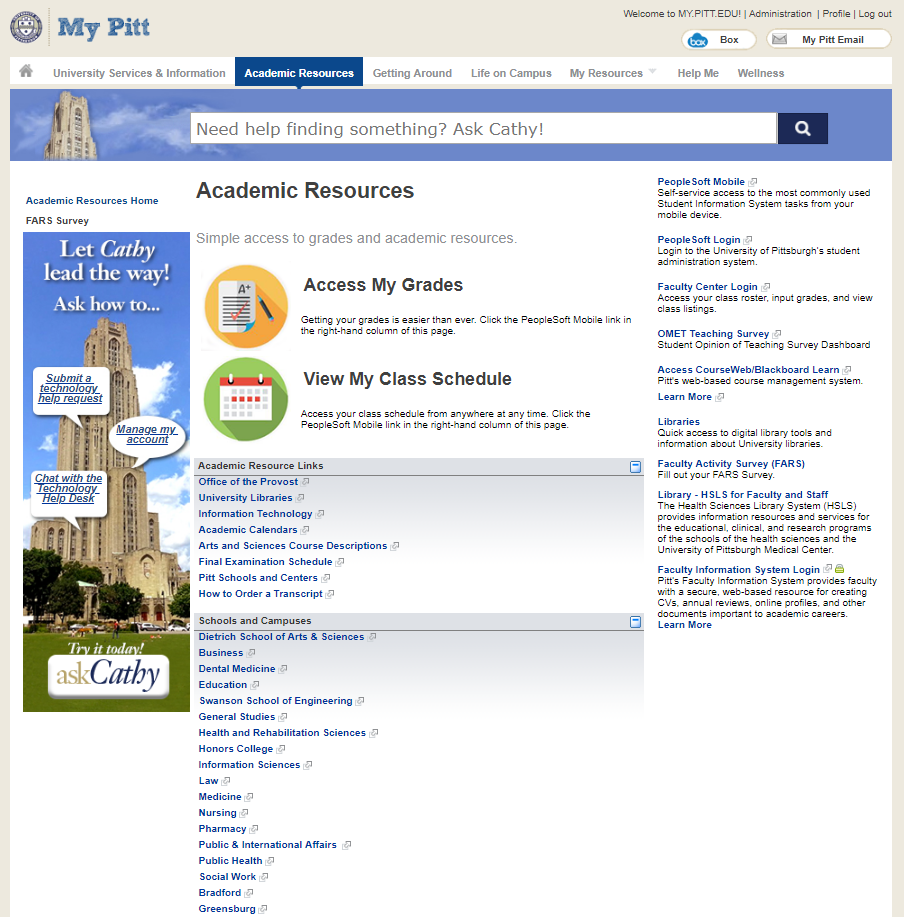 My Pitt (my.pitt.edu) Information Technology University of Pittsburgh